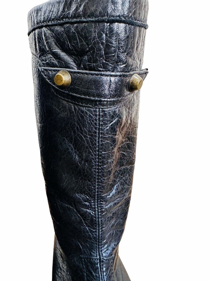 Balenciaga Black Leather Moto Boot