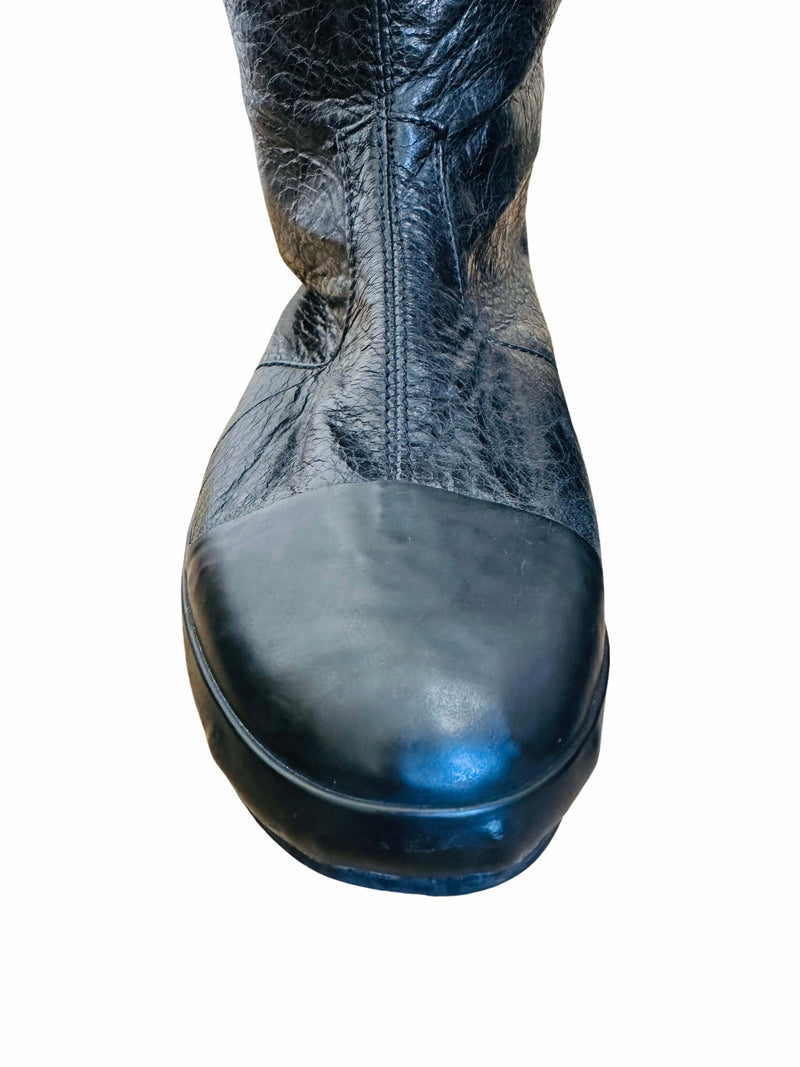 Balenciaga Black Leather Moto Boot